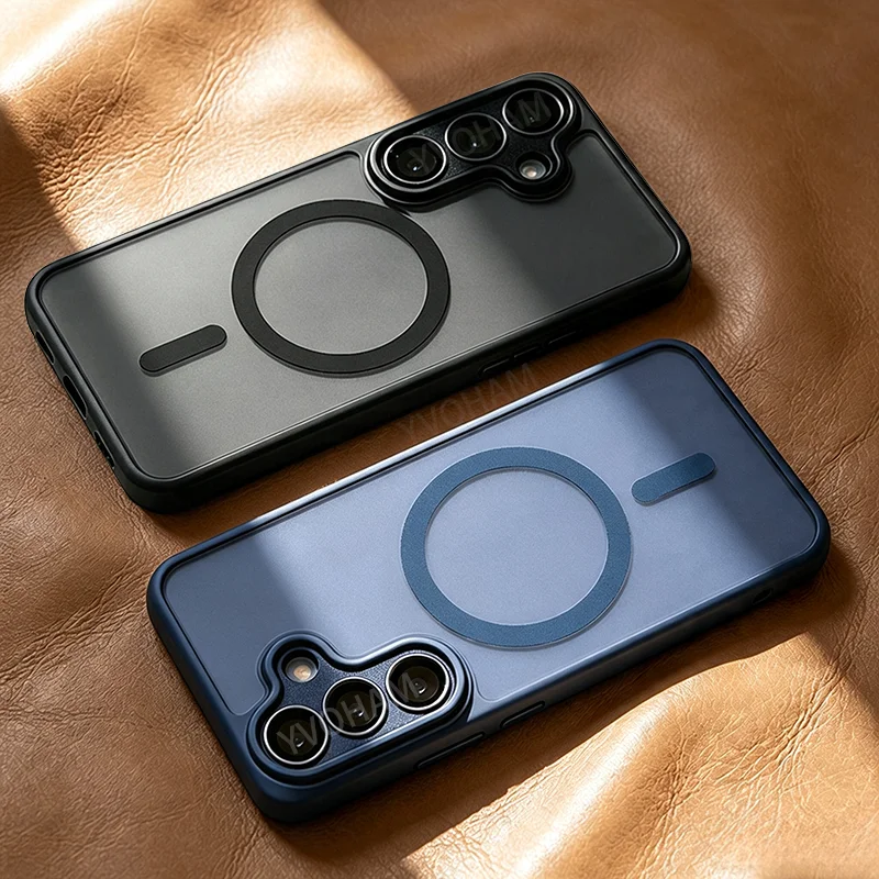 Luxury Matte Translucent For Magsafe Phone Case for Samsung S26 S25 S24 S23 Ultra Plus Cases Magnetic Wireless Charging Cover