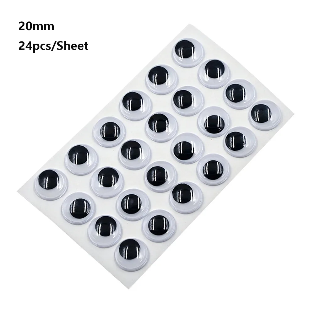 1Sheet 3D Dolls Activity Eyes Black&White DIY Accessories Kindergarten Handmade Dolls Eyes Plastic With Adhesive Backed Eyes