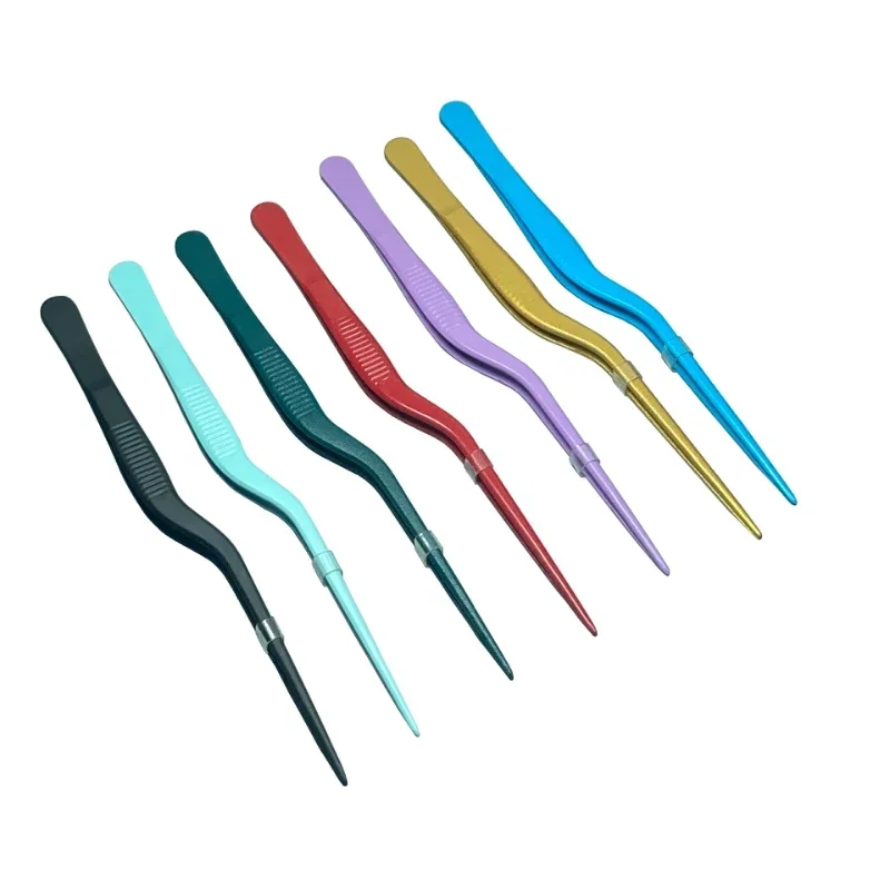 1Pcs Portable Plating Tweezer 410 Stainless Steel 4Colors Kitchen Supplies Barbecue Tongs BBQ Clip Seafood Tool Multipurpos