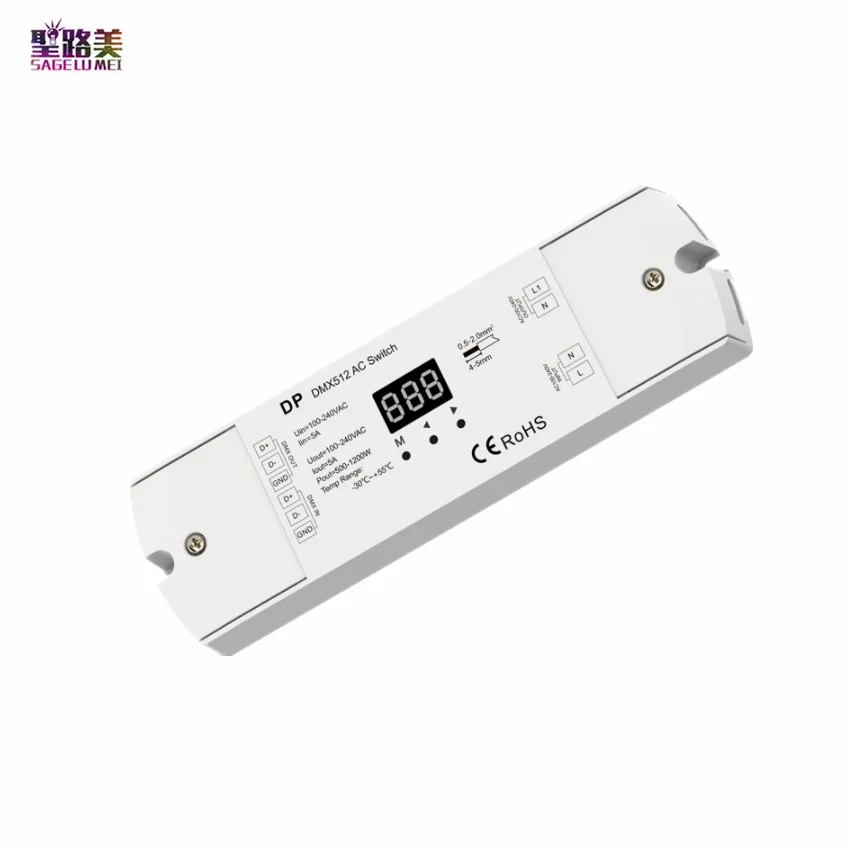 1CH*5A DMX512 Switch DP AC100V-240V 500-1200W RDM DMX Decoder Stand-alone function/Numeric display For LED Lamp Lights