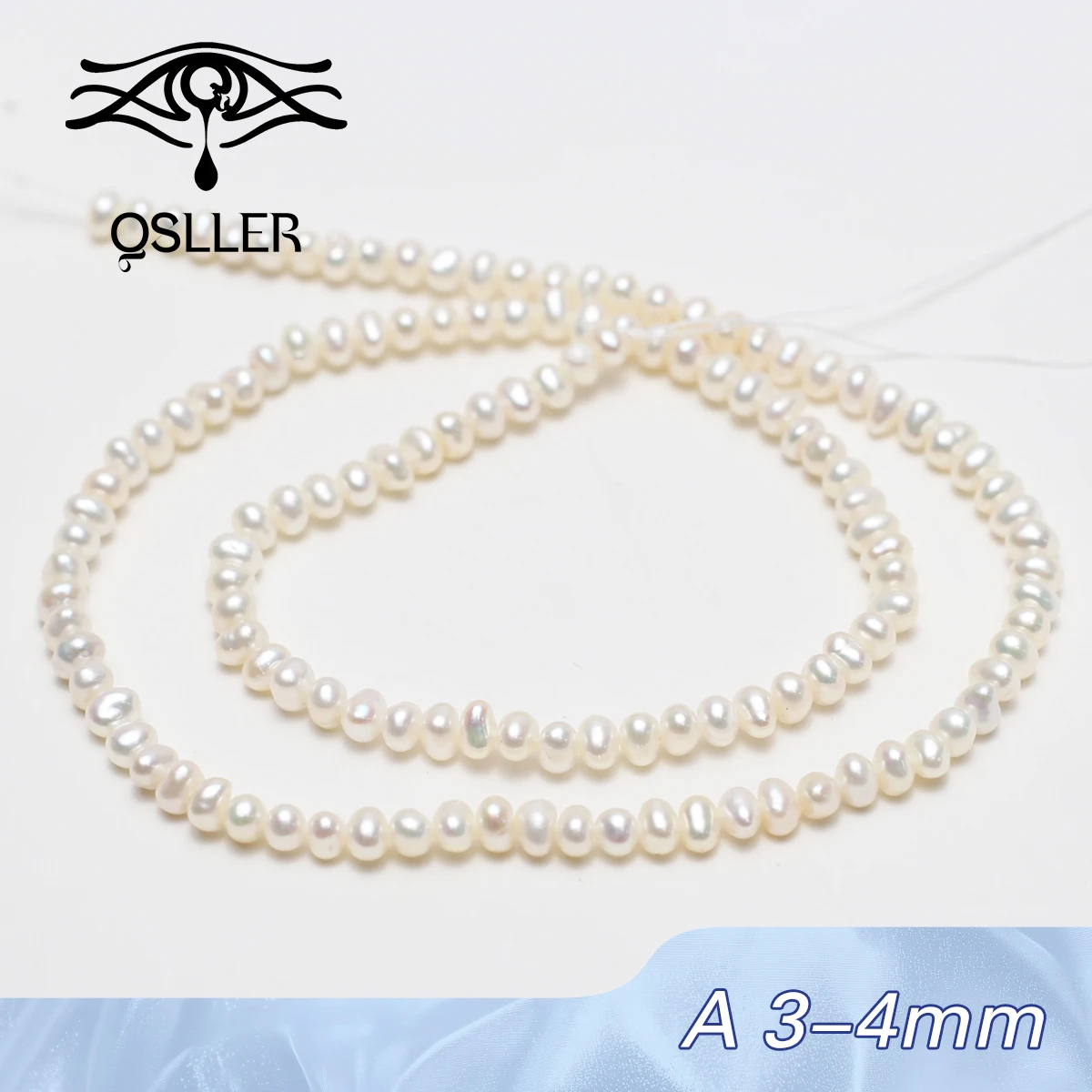 

QSLLER Pearl A 3-4mm Natural Freshwater Pearl Punch Beads Charms for DIY Women Men Necklace Jewelry Making Accessories 36cm