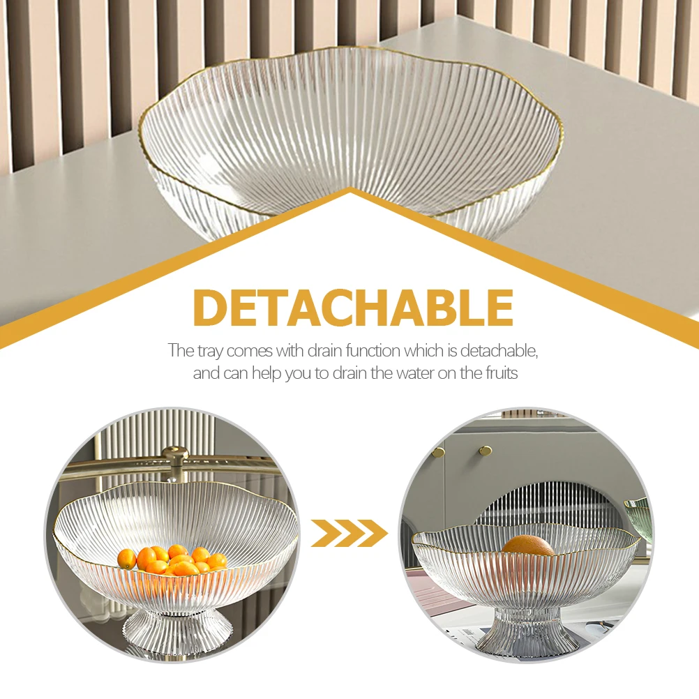 

Fruit Tray Storage Bowl Tall Drainer Basket Living Room Multi Functional Holders Office Transparent Appetizer Serving Tray