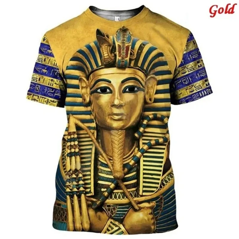 Personality Ancient Egyptian Anubis 3D Printed T Shirt Mens Womens Vintage T-shirts Tops Streetwear Apparel Trendy Unisex Tees