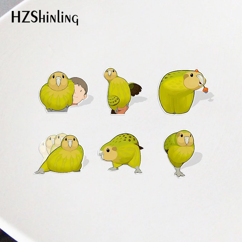 2023 Cartoon Kakapo Bird Acrylic Collar Pin Pattern Anime Acrylic Lapel Pins Resin Acrylic Epoxy