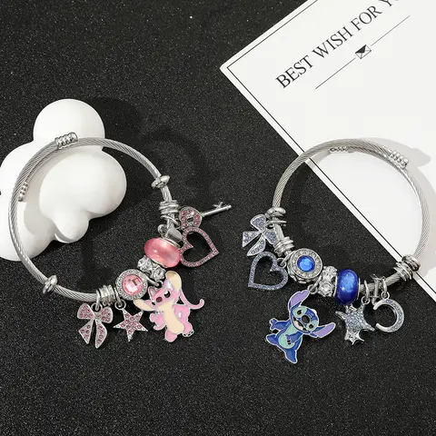 Disney-Lilo & Stitch Ängelberlockarmband för kvinnor och flickor, fina accessoarer för fans, födelsedags- och julklappar 10 best sales strängstygn - №5