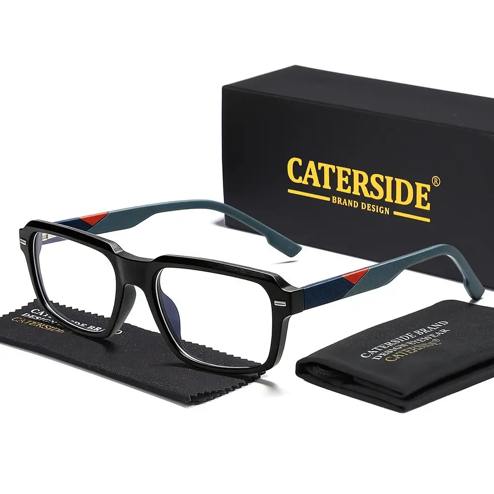 CATERSIDE Klassische Herren-Anti-Blaulicht-Brille, Tr-90, quadratischer Rahmen, Silikon-Federscharnier, Damen-Computer-Lese-Schutzbrille – Detail 6