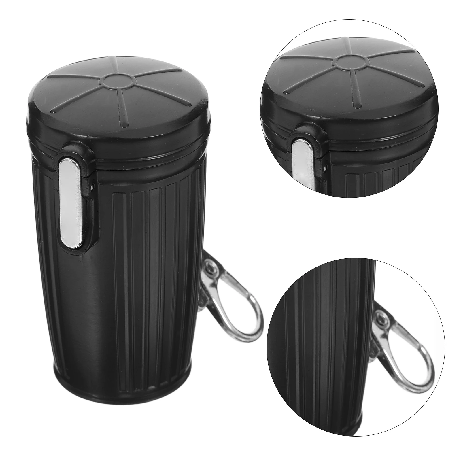 

Portable Ashtray Keychain Mini Trash Can With Lid Sealed Pocket Garbage Container For Travel Car Outdoor Use Cigarette Butt