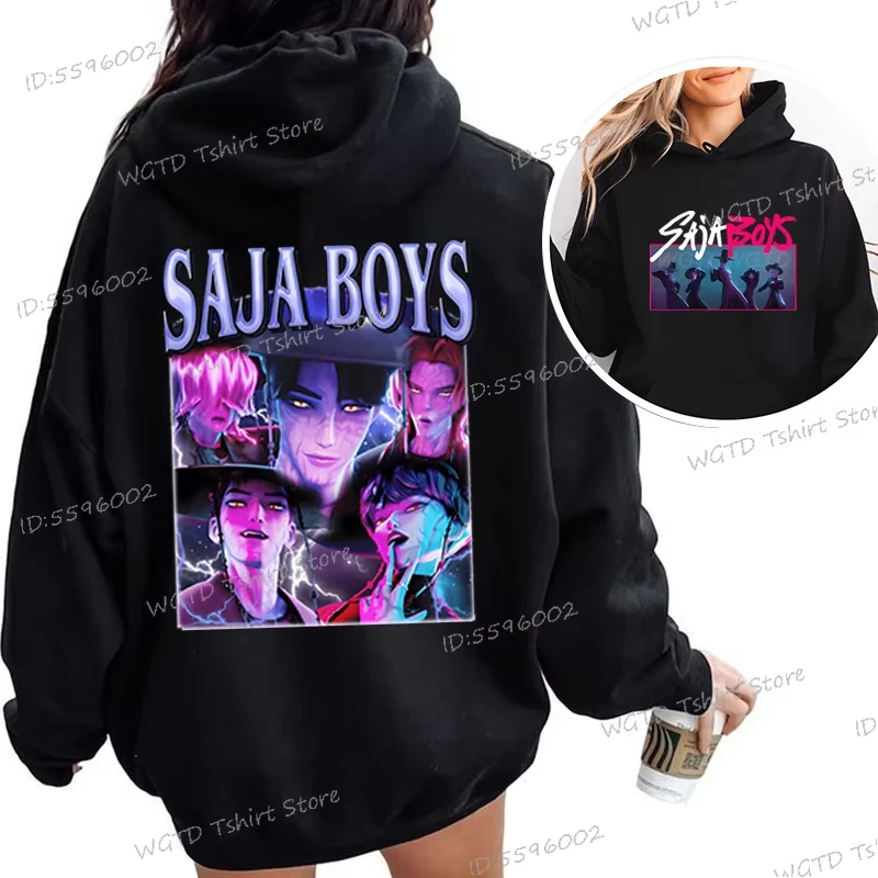

KPop Demon Hunters Saja толстовки для мальчиков для женщин и мужчин толстовка с длинными рукавами из фильма с капюшоном повседневный пуловер для девочек и мальчиков уличная одежда