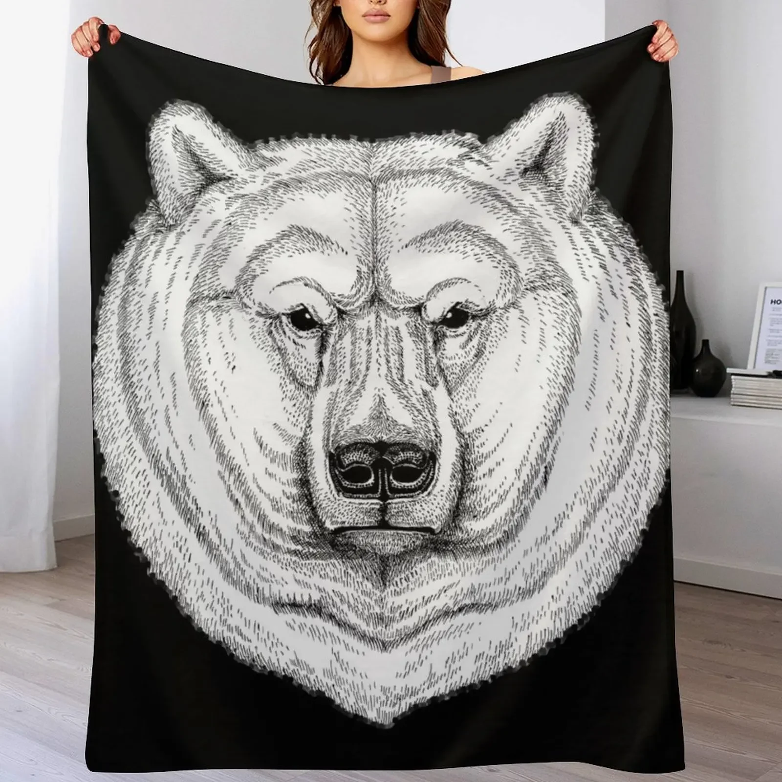 

POLAR BEAR DRAWING Throw Blanket Weighted Retros Warm Blankets For Sofas Blankets