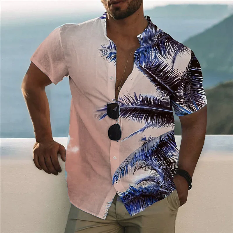 Camisa havaiana de manga curta masculina, camisa de coco, estampada em 3D, blusa de praia, tops de moda 3XL, 2023