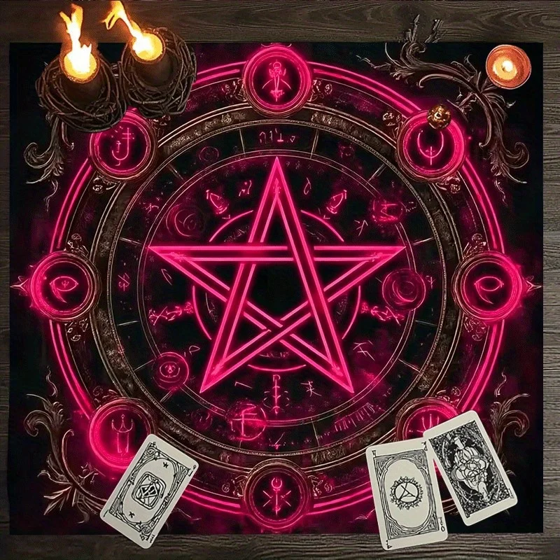 Mysterious Pentagram Magic Circle Tarot Cloth Altar Cover for Divination Fortune-Telling Card Games Party Supplies Events Tarot
