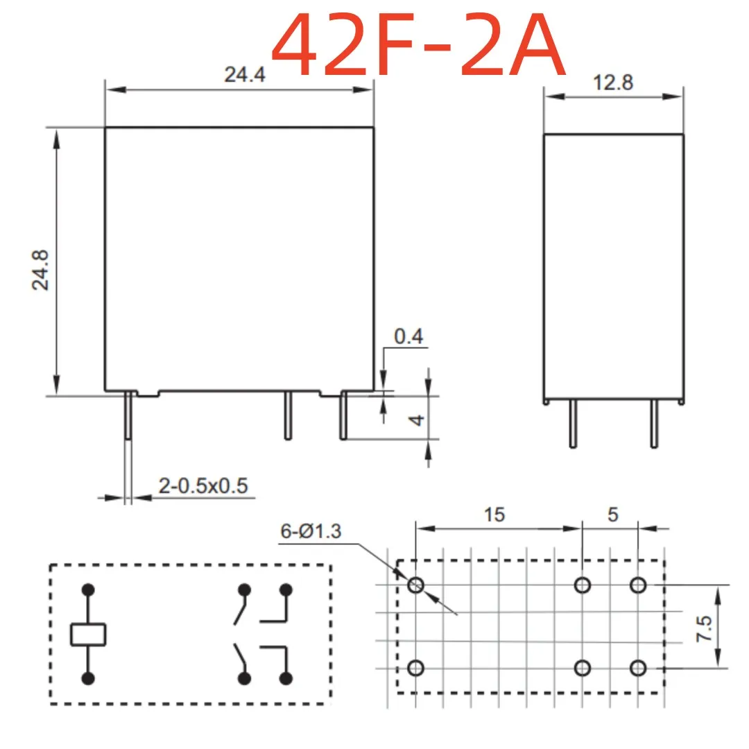 New FTR F4AK024T ; F4AK012T (42F-2A-12V/24V-5A) Relay 6 pins