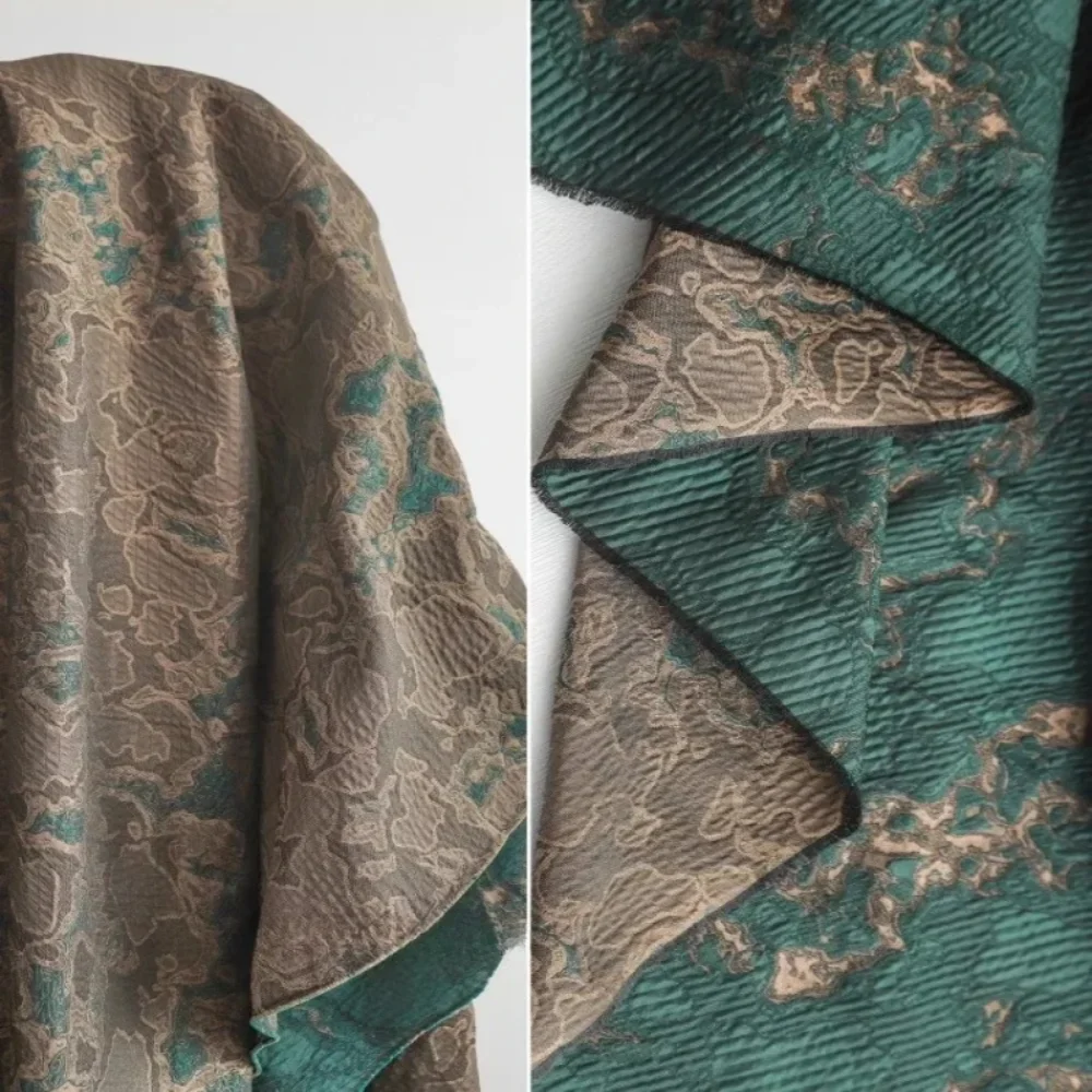 

Jacquard Fabric By The Yard Green Brown Creative Pleated Suit Designer Fabric Polyester Material Cloth Diy Sewing Meters