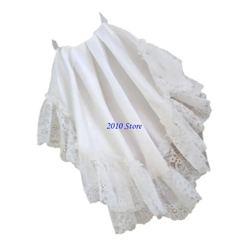 F3MF Kerah Renda Elegan Dapat Dilepas Kerah Palsu Jabot Tema Prancis untuk Pertunjukan Panggung