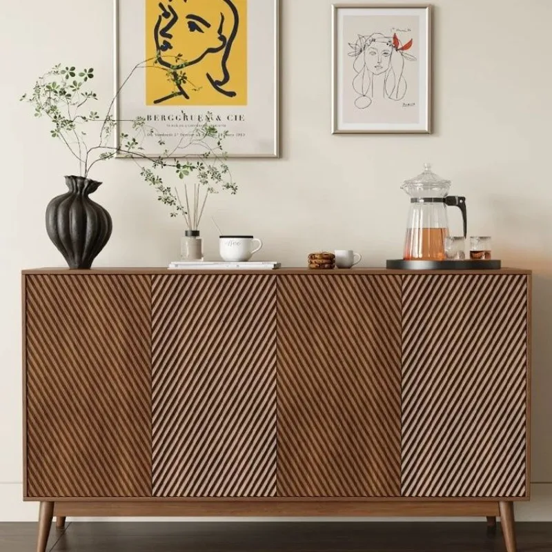 retro solid wood porch cabinet living room partition storage household wave pattern home French