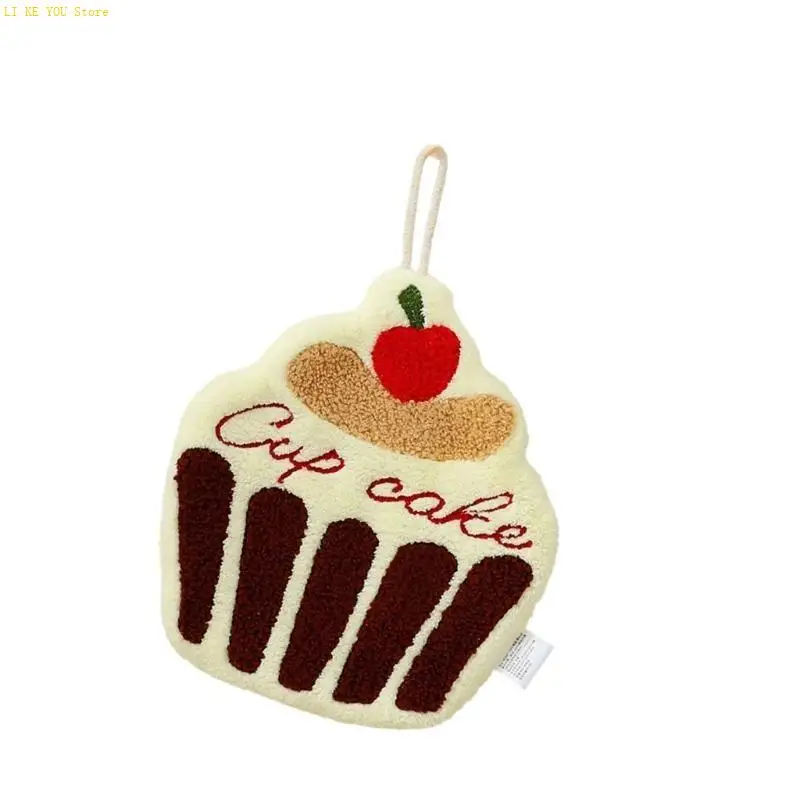 W3JE and Soft Corals Fleece Hand Towels Adorable Cake Design Highly Absorbent Cleaning Rag for MultiPurpose Use