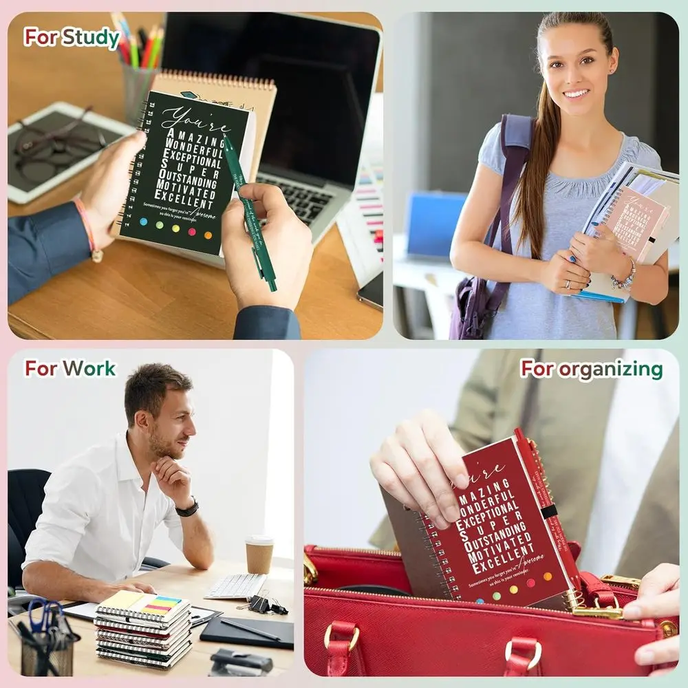 50 مجموعة من دفاتر الملاحظات الحلزونية الملهمة مكونة من 100 صفحة مع ملاحظات لاصقة - هدية كبيرة لتقدير موظف عيد الميلاد والفريق #6