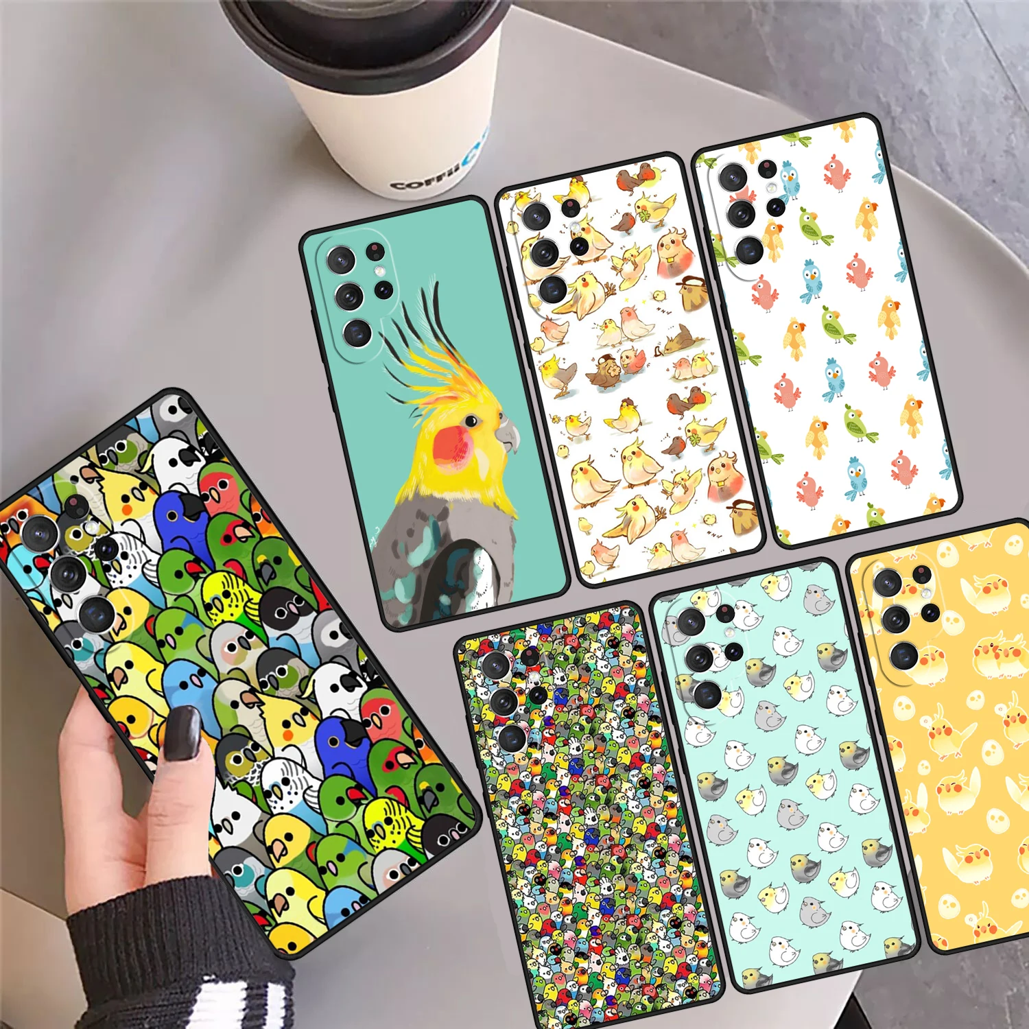 Parrot Birds Cockatiel Phone Case Cover Coque For Samsung Galaxy S24 Ultra 23 S22 Plus S21 FE S20 S8 S9 S10 Note 10 Pro Note 20