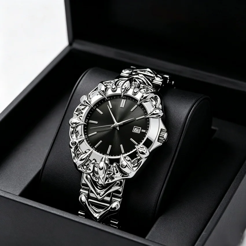 Retro Y2K Fashion Claw Watch Alabaster Style European American Special Shaped Quartz Wristwatch for Men