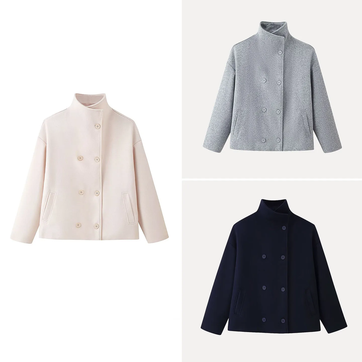 

Двубортный шерстяной тюнер Sweet ort с воротником-стойкой Ele Sle, женская модная верхняя одежда, осень 2023, бренд Z