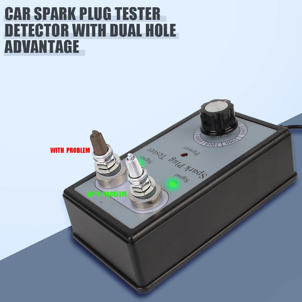 Car Spark Tester Automotive Coil Detector Dual Hole Tester Wire Diagnostic Test Tool Spark Plug Tester Ignition System Tester