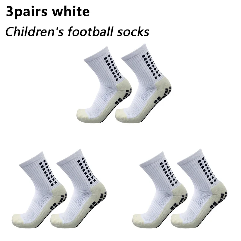 3 pairs Size 35-40 Children Teenager Breathable Sports Soccer Socks Outdoor Sports Non-slip Silicone Grip Football Socks