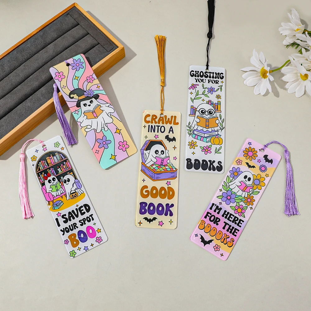 Halloween Spooky Acrylic Bookmarks Fiction Fans Book Accessories Bookworms Book Fans Page Markers Halloween Gifts For Women