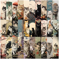 30PCS Japanese style cat Bookmarks European And Shadow Decoration Creative Landscape Bar Durable Reading Photography Accessories