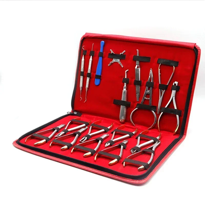 Good Quality Dentals Instruments Portable Stainless Steel 18in1 Orthodontics Tools Set