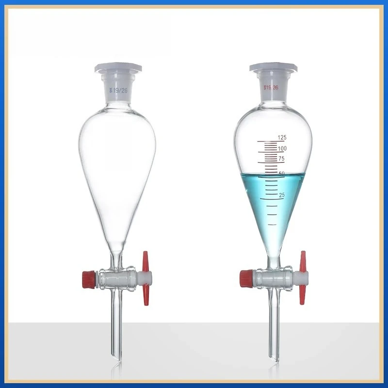 Graduated Pear Glass Separating Funnel, PTFE Stopcock, 10~3000ml Lab Liquid Separation Glassware