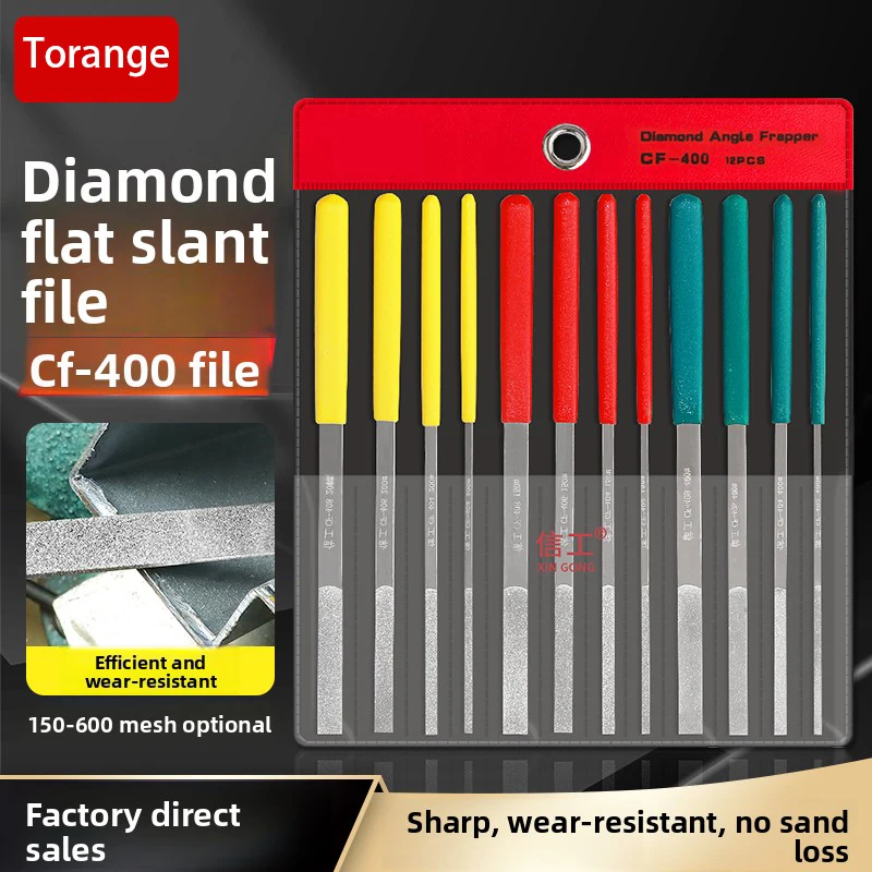 Diamond Flat And Diagonal File Set CF-400 # - 600 Grit Fine Sand 200 Grit 150 Grit Flat File with Diamond Rubbing Knife