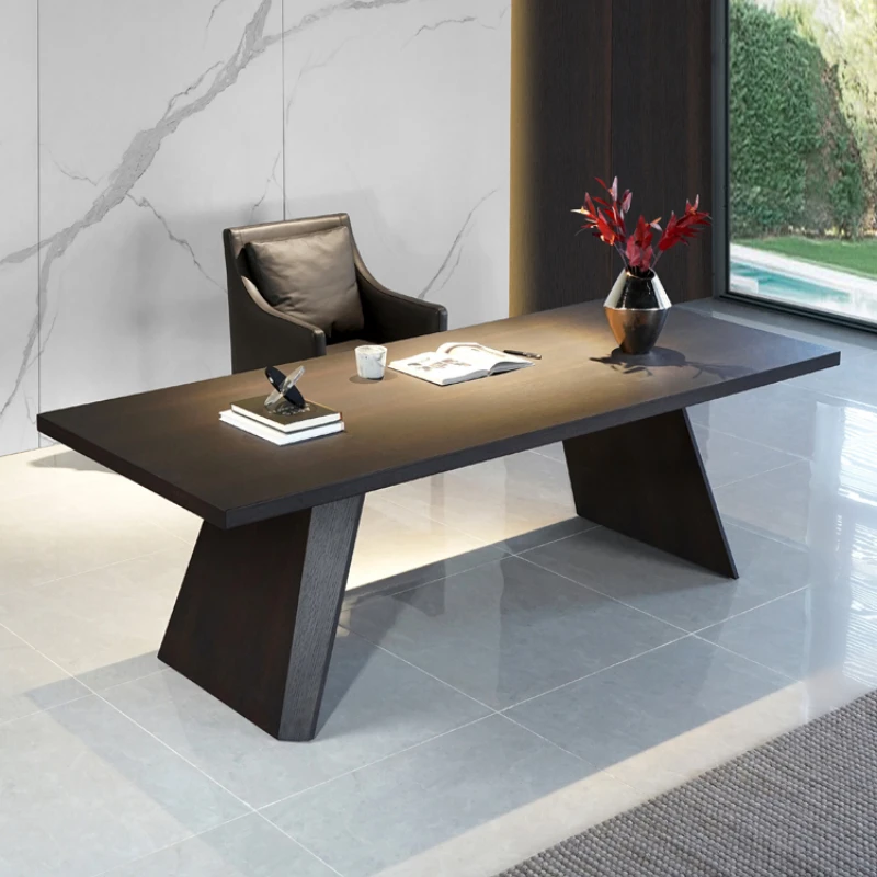 Italian minimalist luxury modern minimalist smoked wood study desk