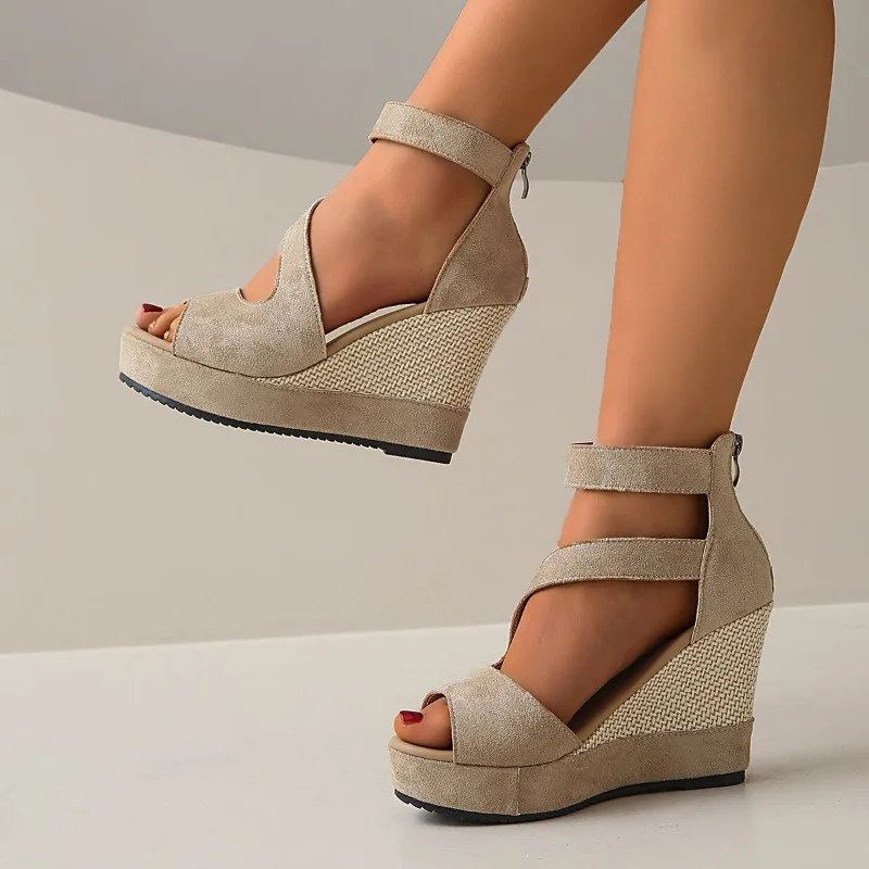 2026 New Woman's Platform Trend Heel Sandals Women Retro Comfortable Fish Mouth Open Toe Wedge Sandals Summer Zapatos De Mujer