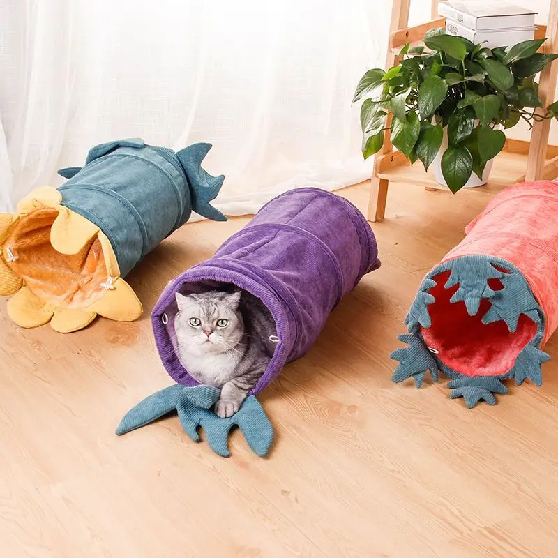 

Cat tunnel drill hole can be folded to store short plush warm cat tunnel toy nest in autumn and winter