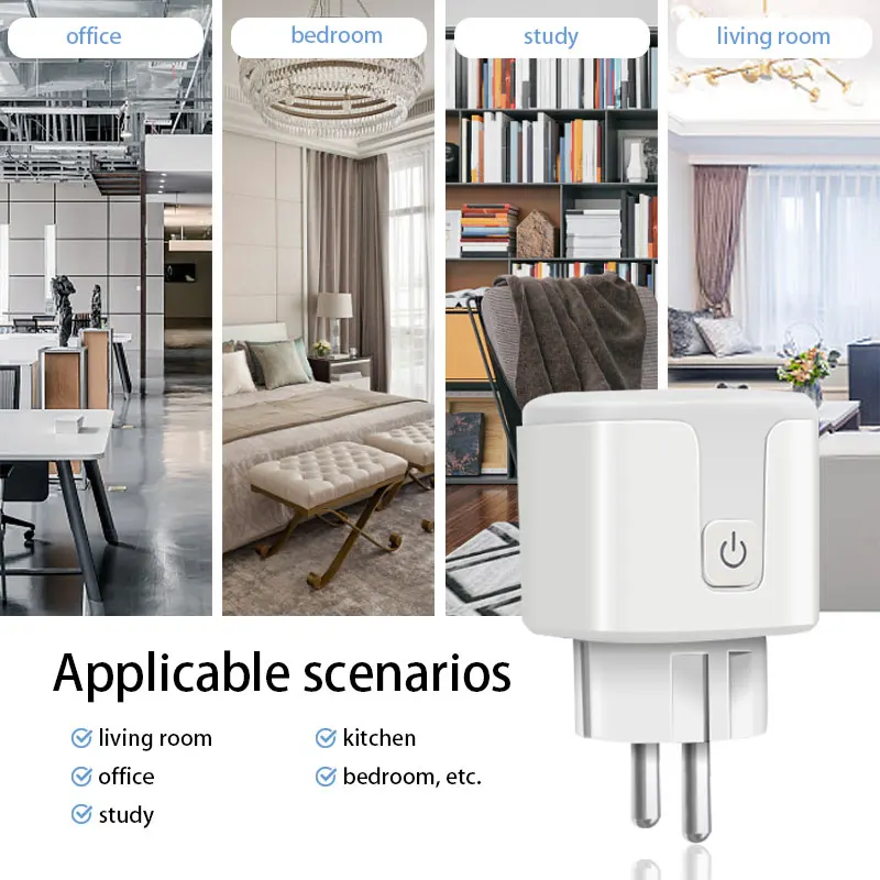 Enchufe inteligente con Wifi para el hogar, dispositivo con función de sincronización, monitoreo de potencia, funciona con Alexa y Google Home, 16A, UE, Tuya