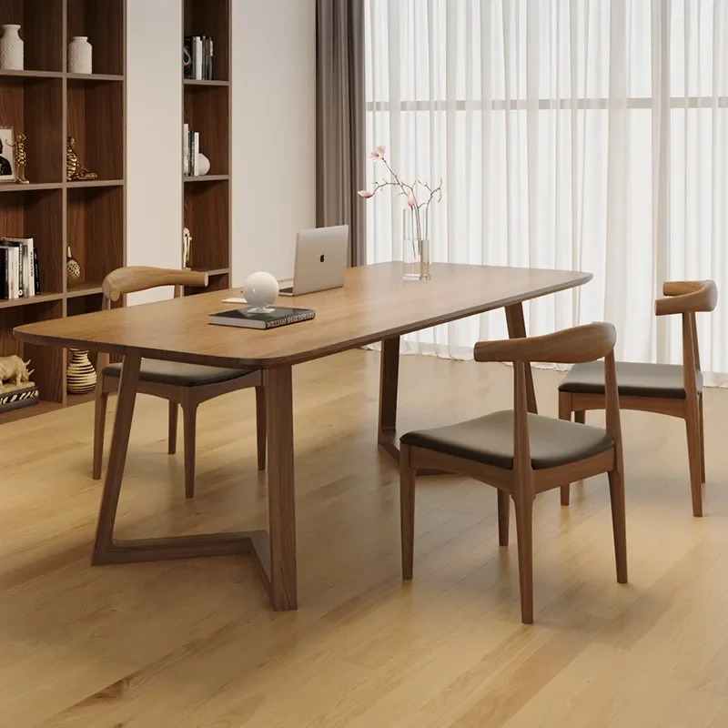 Nordic Solid Wood Large Rectangular Living Room Desk Simple Long Double Study Table for Home Office