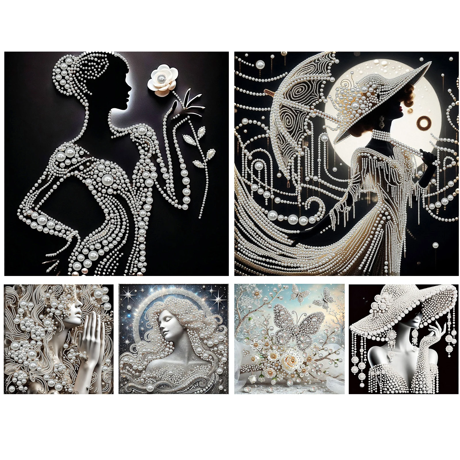 

Ladies DIY Pearl Diamond Art Kits With Frame Diamond Dots Paintings Picture Arts Craft for Adults/Beginners Gift Home Decor