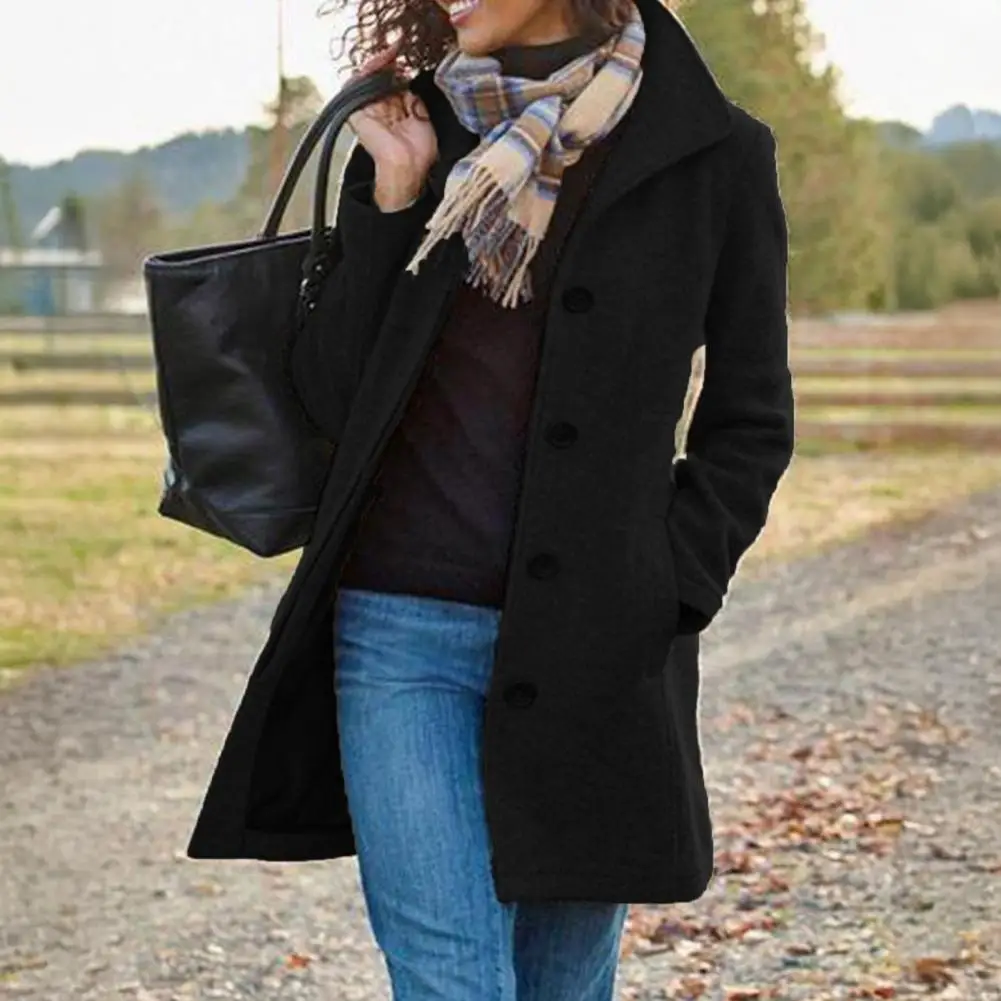 Hot Sale Of The Season Fashion Thickened Woolen Coat Long Pure Color Women's Autumn Winter Coat Female Outerwear Elegant Classy