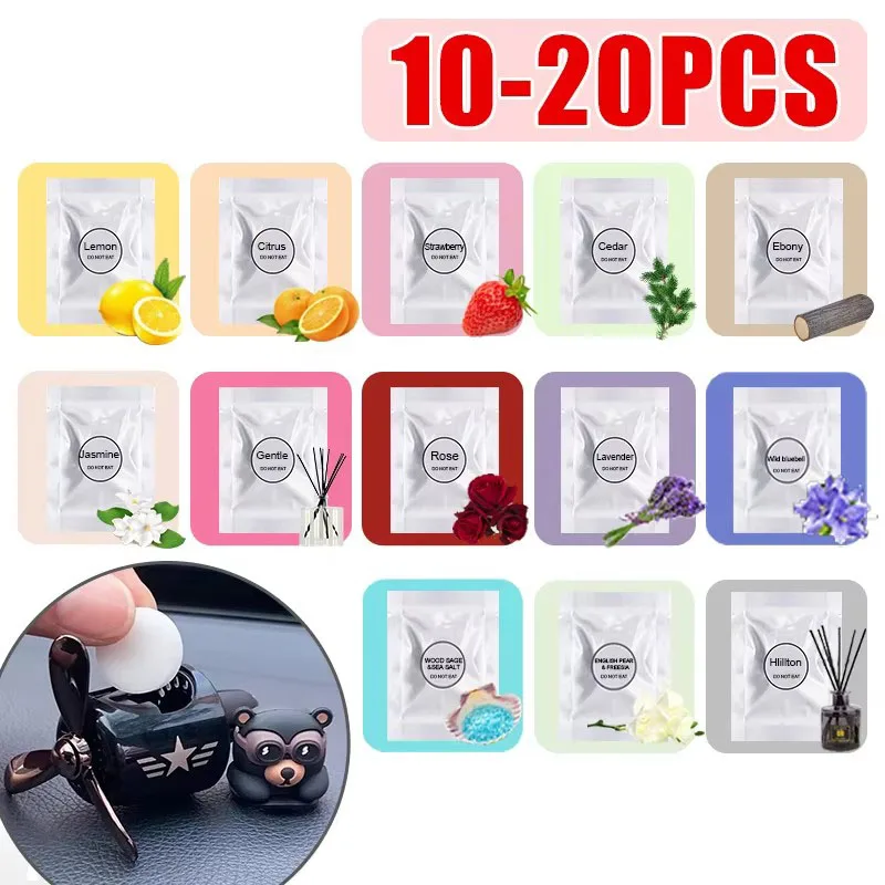 Tabletas aromáticas de PE sólido, repuesto de tableta aromática, aceite esencial, ventilación de aire para coche, bálsamo sólido, fragancia fuerte, 10/15/20 piezas