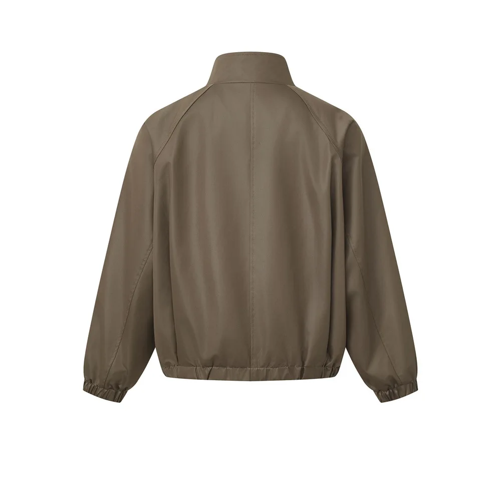 MWJLPWQ Cleanfit Simple Solid Color Loose Stand-Up Collar Jacket For Men Spring Autumn Spliced Streetwear Trend New Tops 17060