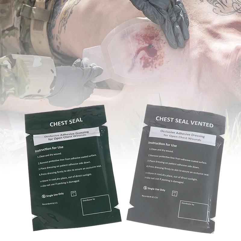 1pc North American Rescue Hyfin Chest Seal Medical Chest Seal Vented Outdoor Emergency First Aid