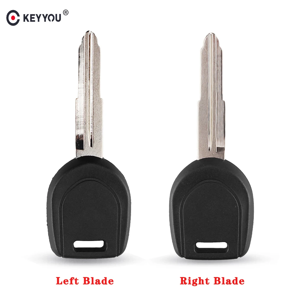 KEYYOU 10pcs Transponder Chip Car Remote Key Shell Fob Case For Mitsubishi Colt Outlander Mirage Pajero Right/Left Blade No Chip