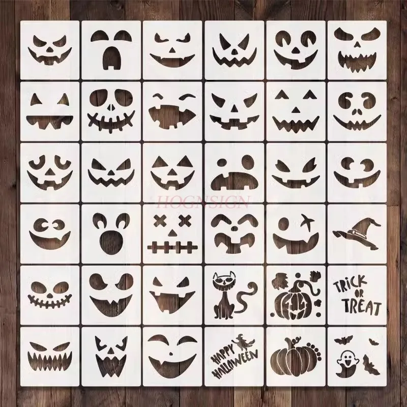 36pcs Pumpkin Stencils for Painting Large Halloween Pumpkin Face Stencils for Craft Pumpkins Paint Stencils for Wood Door