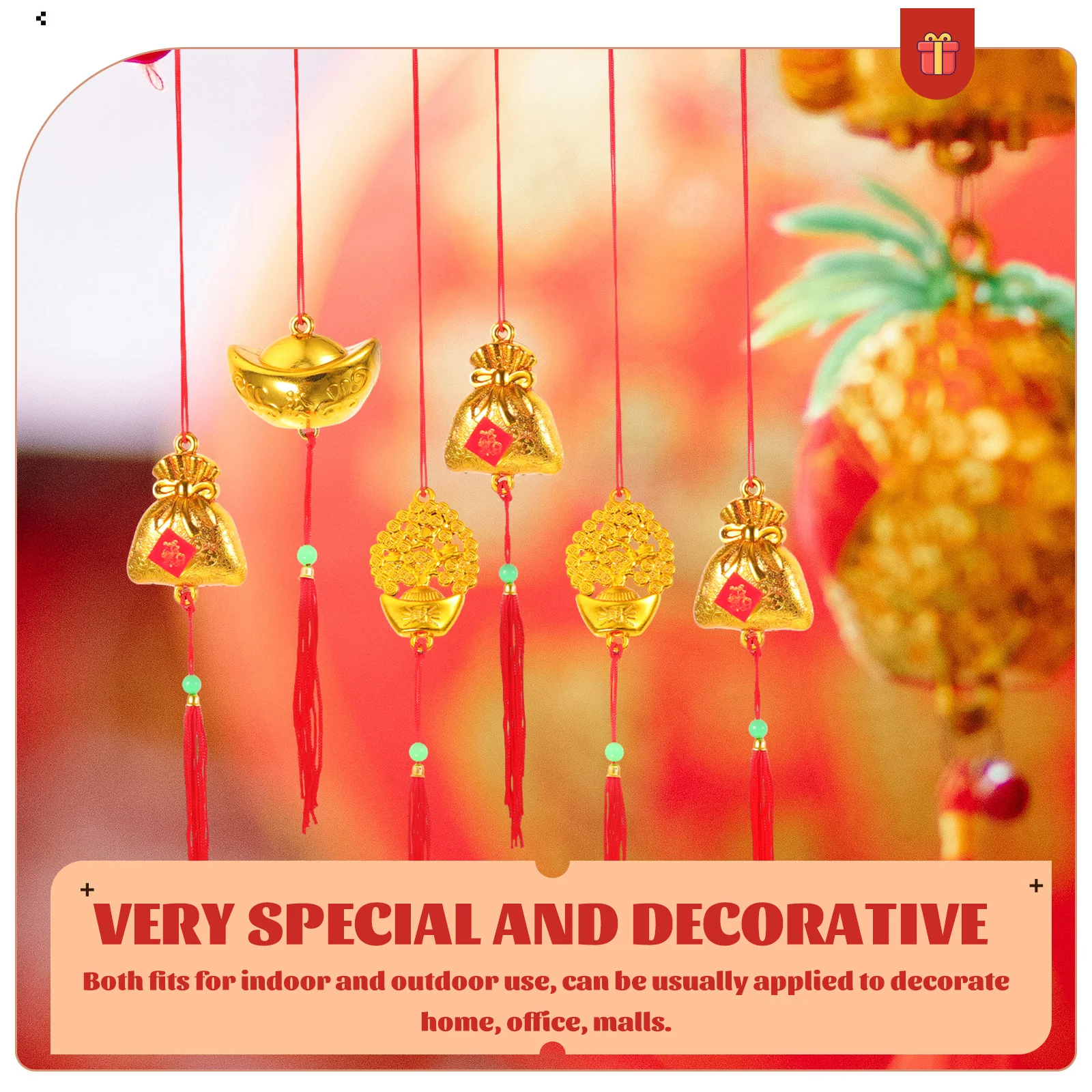 

18pcs Bonsai Hanging Decor Tassel Pendant Chinese Style New Year Wall Door Home Office Mall Festival Decoration Ornament
