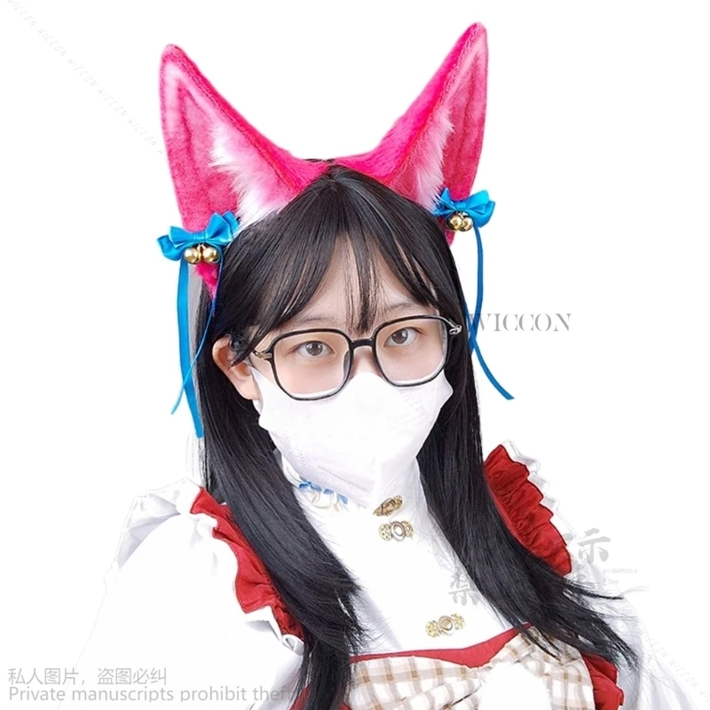 Anime Game LOL Spirit Blossom Ahri Cosplay Cartoon Ear Hair Hoop With Bell Decors Hair Holder Festival Party Headwear Halloween