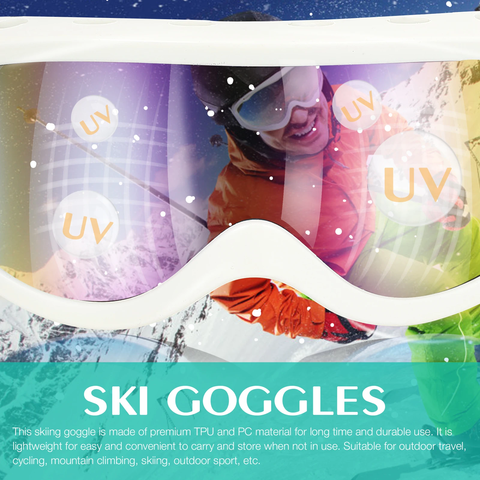 

UV Protection Goggles Adults Ski Anti-Glare Skiing Windproof Cycling Eyewear Mountaineering PC Sports