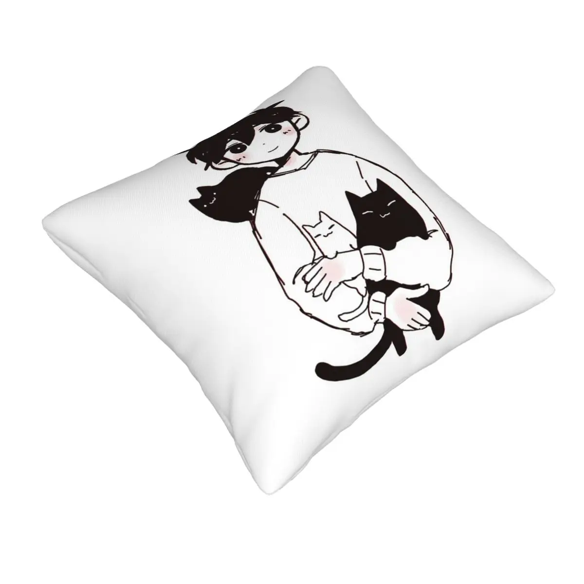 Omori Sunny And Mewo Square Pillowcase Pillow Cover Cushion Decor Comfort Throw Pillow for Home Living Room