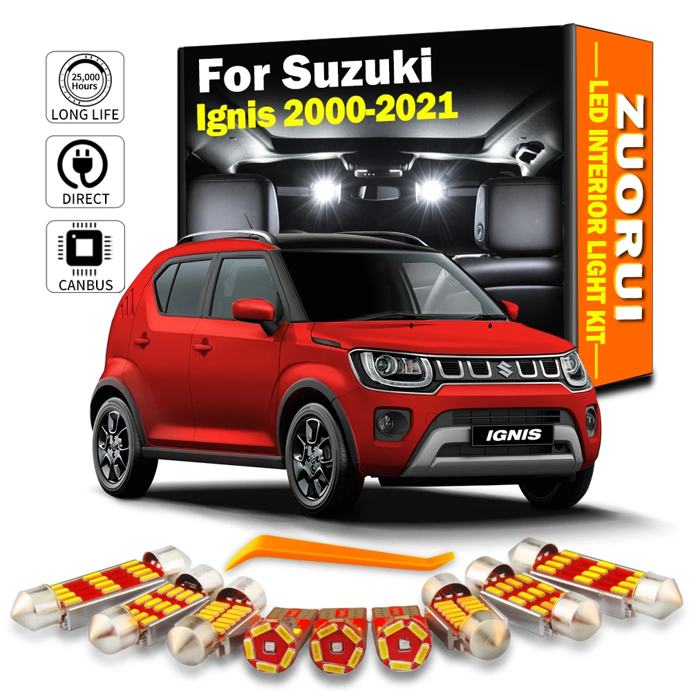 ZUORUI Canbus Car LED Interior Map Dome Light Kit For Suzuki Ignis 2000 2001-2016 2017 2018 2019 2020 2021 License Plate Bulbs