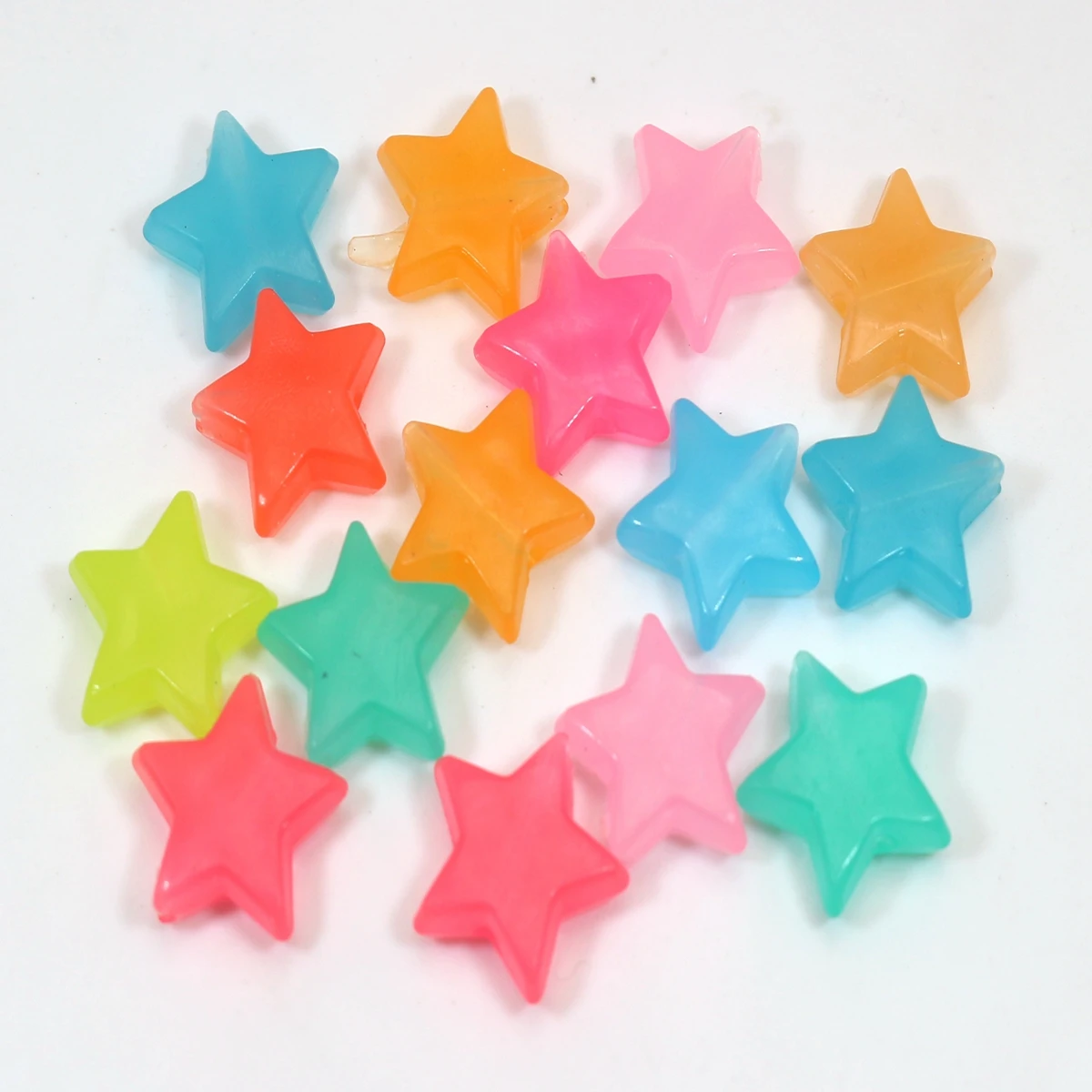 100pcs Mixed Jelly Color Acrylic Various Shape Heart Flower Charm Beads Crafts