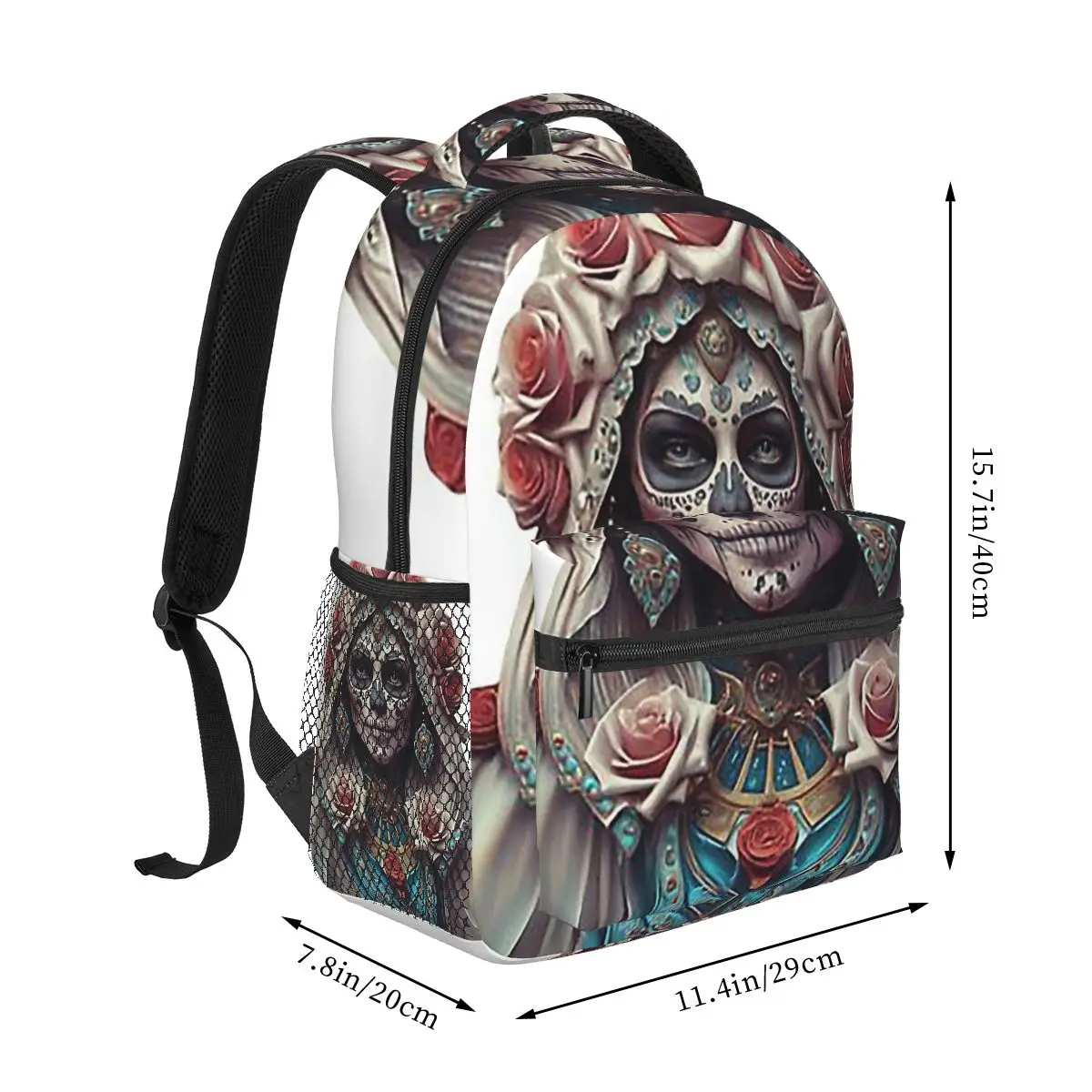 Santa Muerte Spanish Backpacks Boys Girls Bookbag Students School Bags Cartoon Laptop Rucksack Shoulder Bag Large Capacity